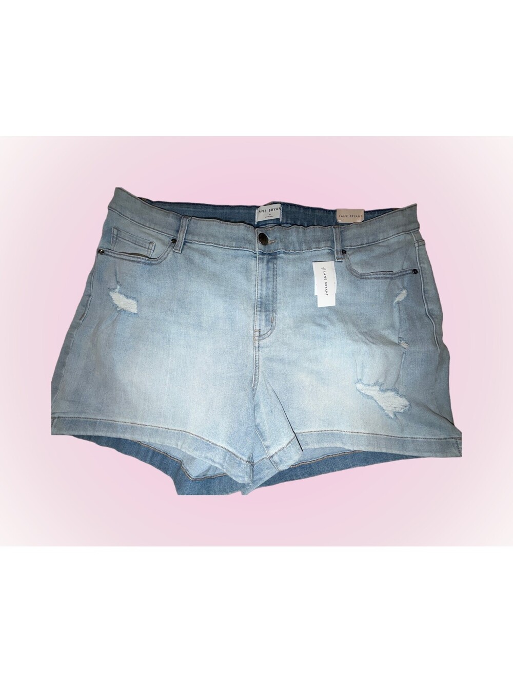 Womens New NWT Plus Size 24 Lane Bryant Blue Denim Jean Shorts | Ripped